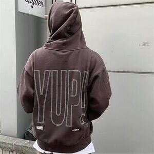Travis Scott Cactus Jack Zip UpHoodie with 'YUP!' Graphic Brown